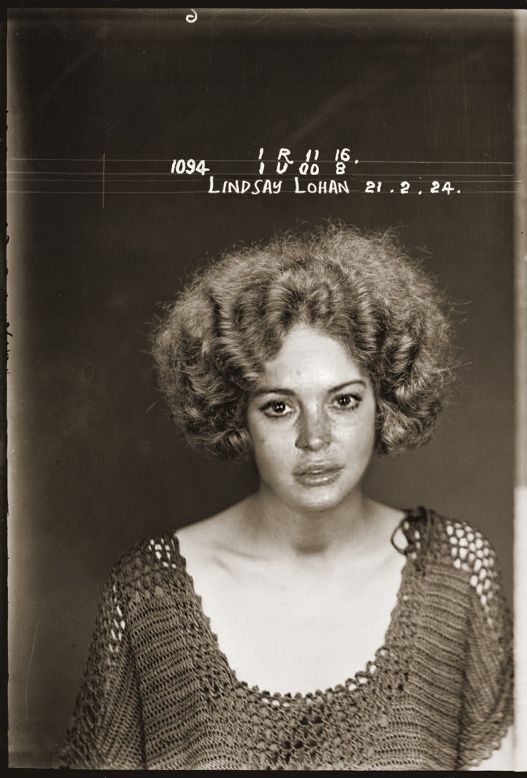 Celebrity Mugshots Get A 1920s Makeover Lindsay1 750x1107 Celebrity Mugshots Get A 1920s Makeover