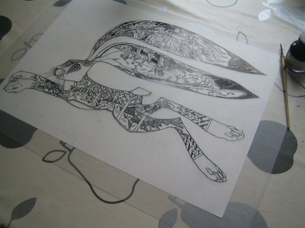 Hare Screen Print by Daniel Mackie hare positive Hare Screen Print by Daniel Mackie