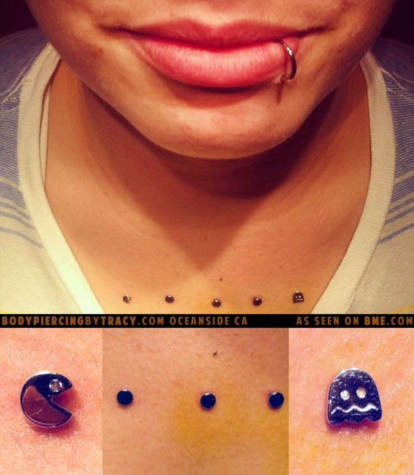 Pac Man Microdermal Body Piercings pacman piercing Pac Man Microdermal Body Piercings