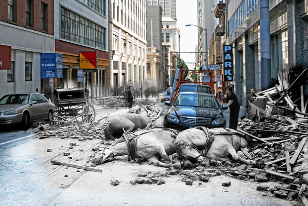 sfearthquake1 mini Images of Part Modern Day San Francisco and Part 1906 Earthquake