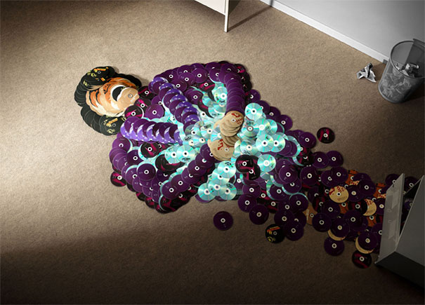 Musician Portraits Made Of Their Own CDs 7 6 Musician Portraits Made Of Their Own CDs