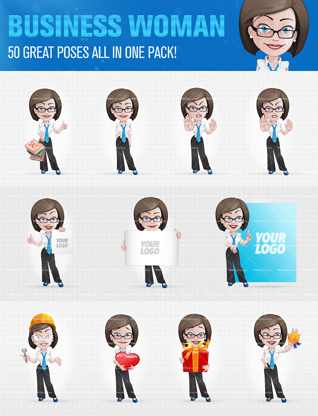 10 Cartoon Characters in 400+ poses Business Woman Cartoon Characters 10 Cartoon Characters in 400+ poses