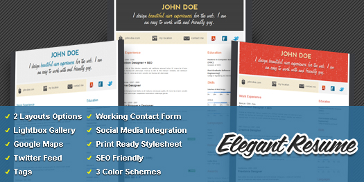 Free Resume WordPress Theme Elegant Resume1 Elegant Resume WordPress Theme  