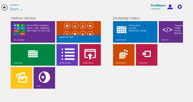 bootmetro des BootMetro : Web Framework For Windows 8 Style Websites