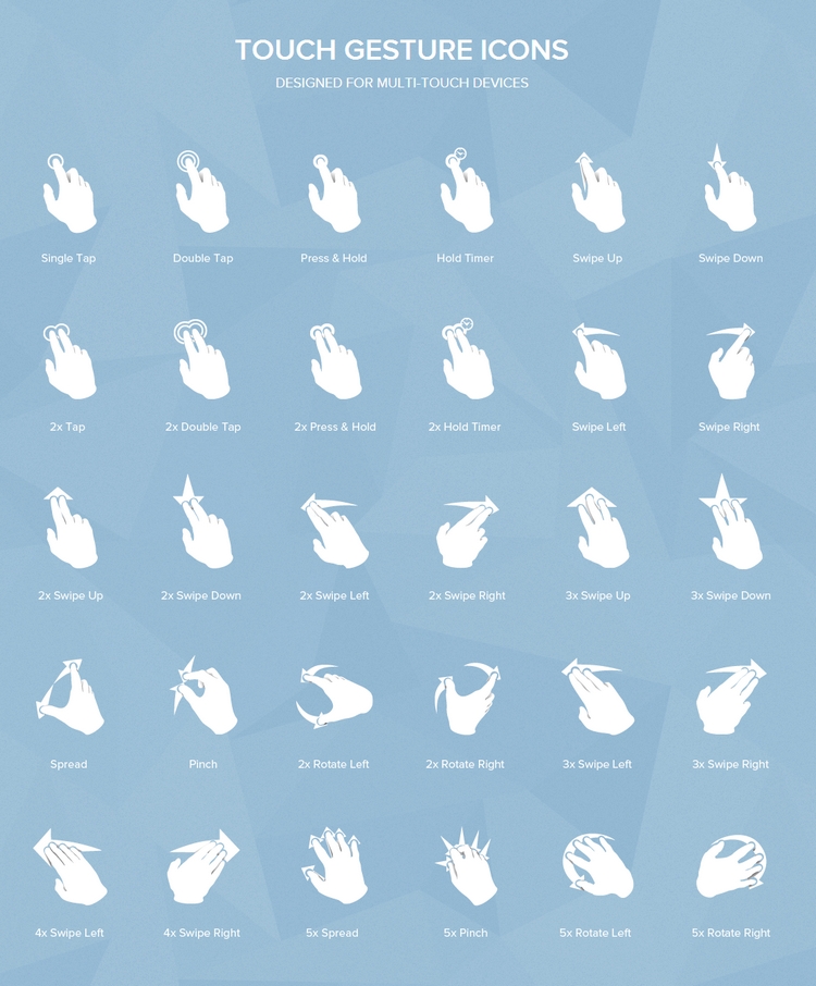 gesture icons set 30 Gesture Icons for Multi Touch Interfaces