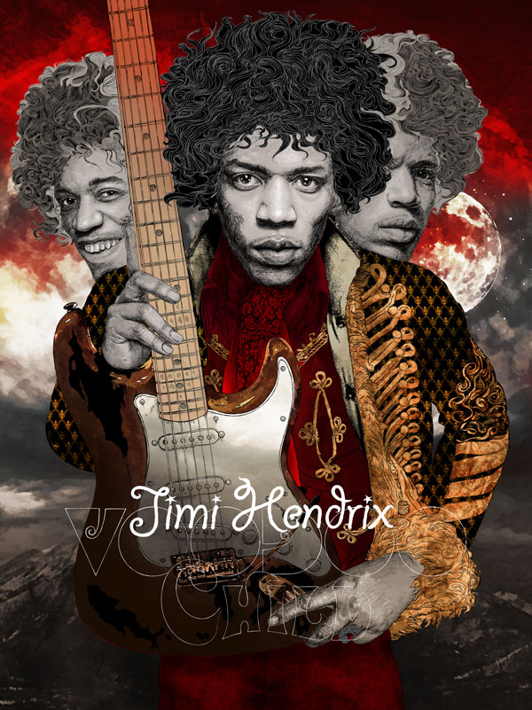 hendrix13 Jimi Hendrix Tribute Illustration by Hubert Fine Art