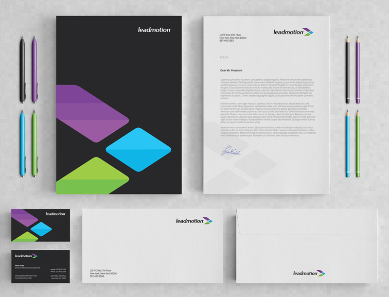 leadmotion mobile advertising logo stationery design by Utopia branding agency Leadmotion identity design for mobile advertising company by Utopia branding agency