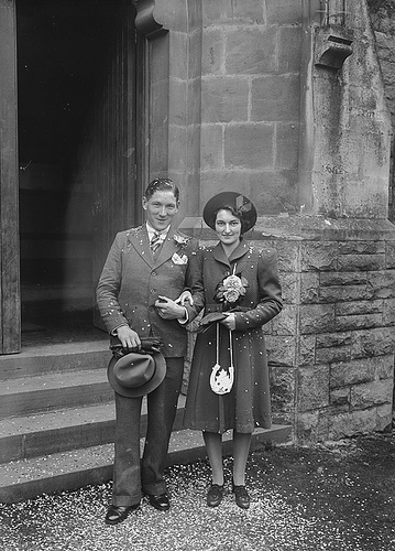 01 Wedding couple outside Builth Wells baptist church Wedding 
