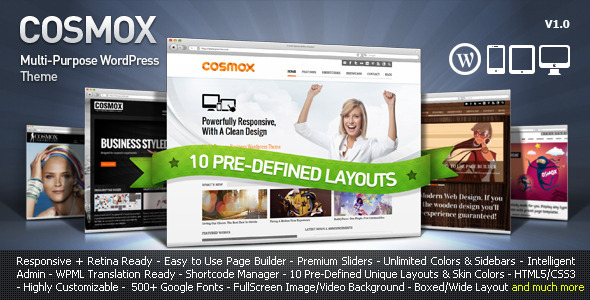 01 preview.  large preview COSMOX   Multipurpose WordPress Theme