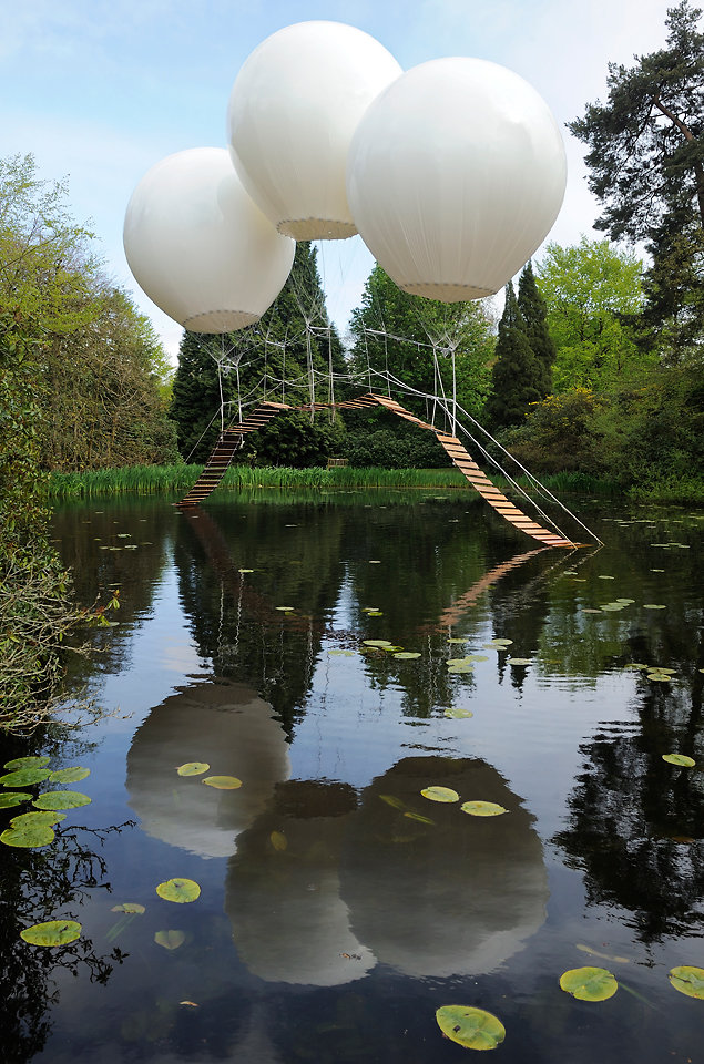 Tatton’s Park Up Esque bridge is hold by helium ballons Tatton’s Park Up Esque bridge is hold by helium ballons