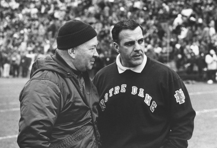 Photos of ‘Game of the Century’: Notre Dame vs. Michigan State, 1966 Before the kick off Michigan State coach Duffy Daugherty and Notre Dames Ara Parseghian meet at midfield Photos of ‘Game of the Century’: Notre Dame vs. Michigan State, 1966