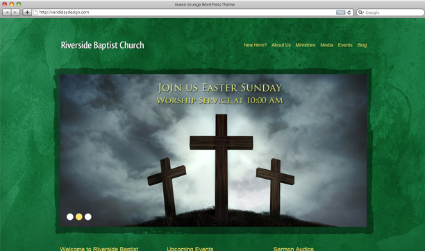 Church WordPress Theme Green Grunge  Wordpress Church Themes Showcase