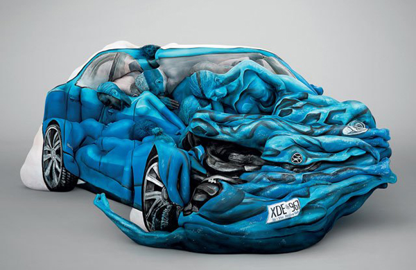 Artist Paints Real People into a Car Crash Artist Paints Real People into a Car Crash