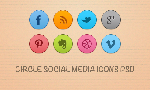   Free Circle Social Media Icons PSD
