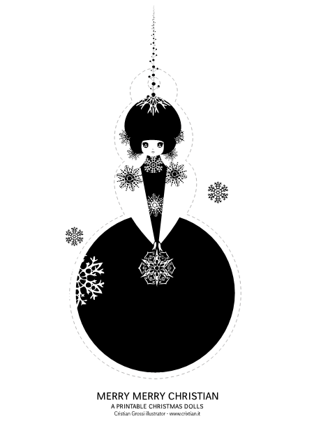 free gift printable christmas dolls cristian grossi Free gift download: Vintage Christmas illustrated stationery
