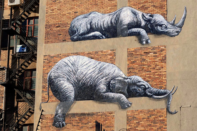 ROA Stacks African Animals on a Building Facade in Johannesburg roa 3 ROA Stacks African Animals on a Building Facade in Johannesburg