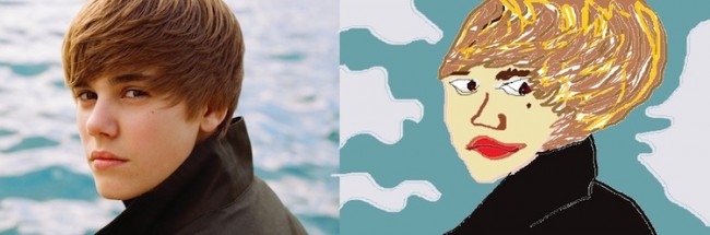 Celebrity Paint Portraits Justin Bieber celebrity paint portraits 650x215 Celebrity Paint Portraits