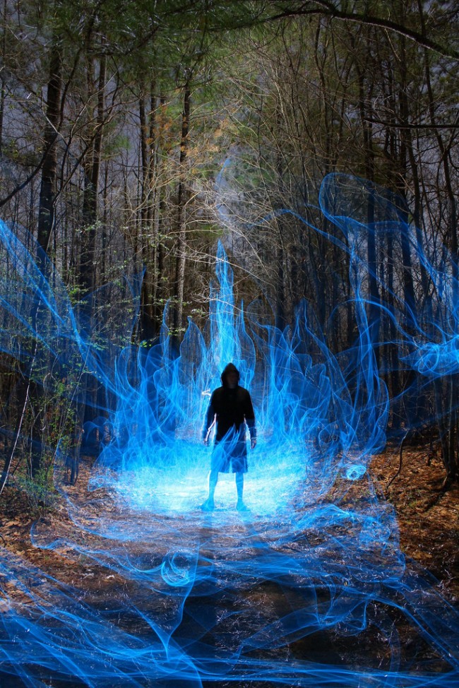 Mind Melting Examples of Light Painting Kundalini Bonfire by Dennis Calvert1 650x974 Mind Melting Examples of Light Painting