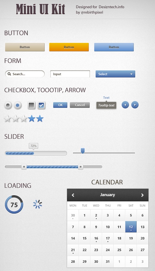 Free Mini UI Kit PSD Free Mini UI Kit PSD