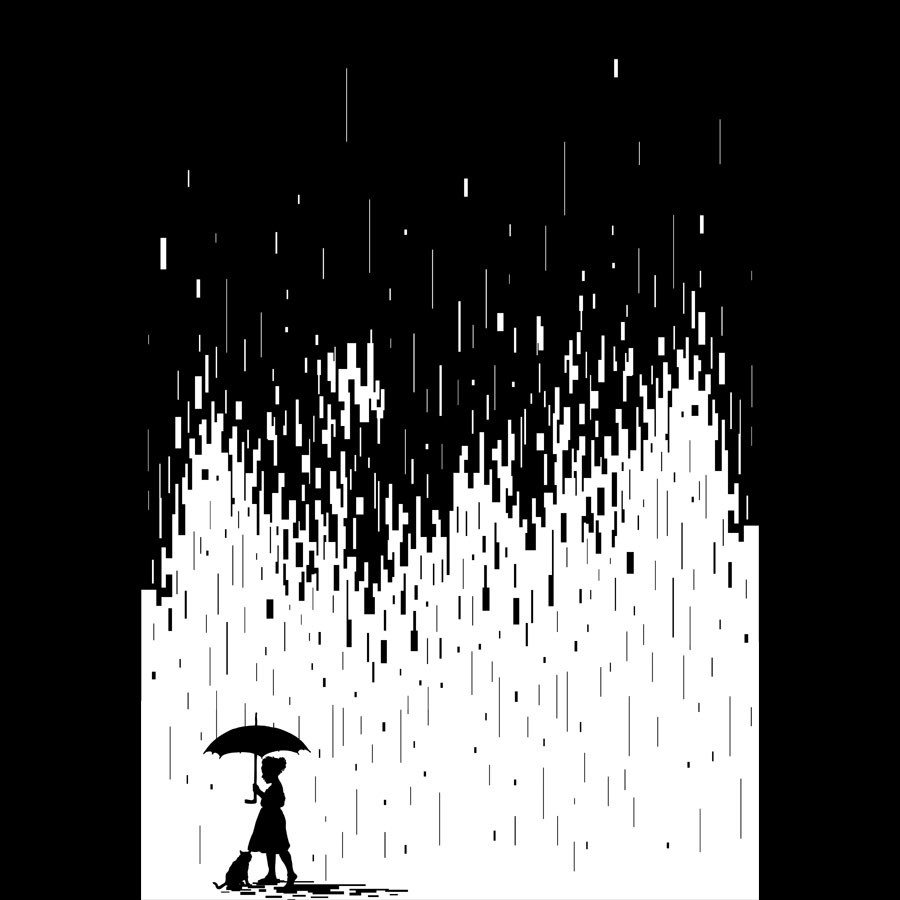 Pixel Rain custom tee design by Steven Toang Pixel Rain t shirt design by Steven Toang