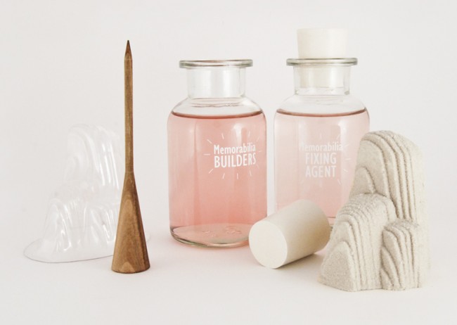 Memorabilia, a DIY kit to transform sand into solid sculptures dezeen Memorabilia Factory by Bold Design for Design Exquis ss 8 650x462 Memorabilia, a DIY kit to transform sand into solid sculptures