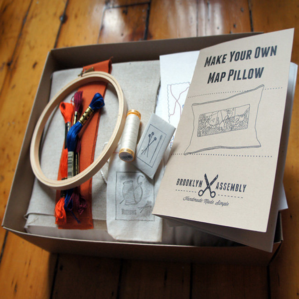 pillowkit2 DIY Brooklyn Assembly Kit Lets You Make a Pillow   With Any Map Stitched On