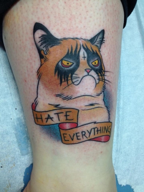 small grumpy tattoo Grumpy Cat Tattoo