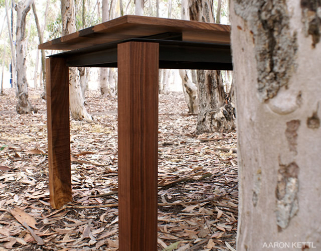Walnut & Steel table by Aaron Kettl 1o47 Walnut & Steel table by Aaron Kettl