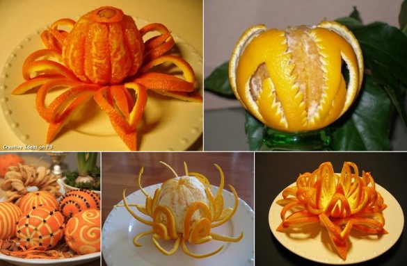10 creative fruits arrangements ideas Carving orange peel decorative idea 585x383 10 creative fruits arrangements ideas