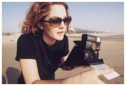 Celebrities with Polaroid In Hand Drew Barrymore Celebrities with Polaroid In Hand