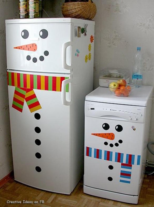 Frosty the snowman stickers on fridge and dishwasher 585x787 15+ Christmas creative edibles ideas