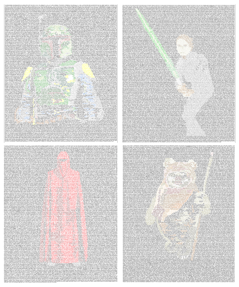 Star Wars Script Art The ENTIRE Return of the Jedi script in 8 point font with character silhouettes ad12 Star Wars Script Art The ENTIRE Return of the Jedi script in 8 point font with character silhouettes