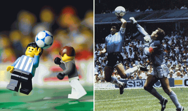 Famous Photos in Lego famous photographs in lego maradona 650x385 Famous Photos in Lego