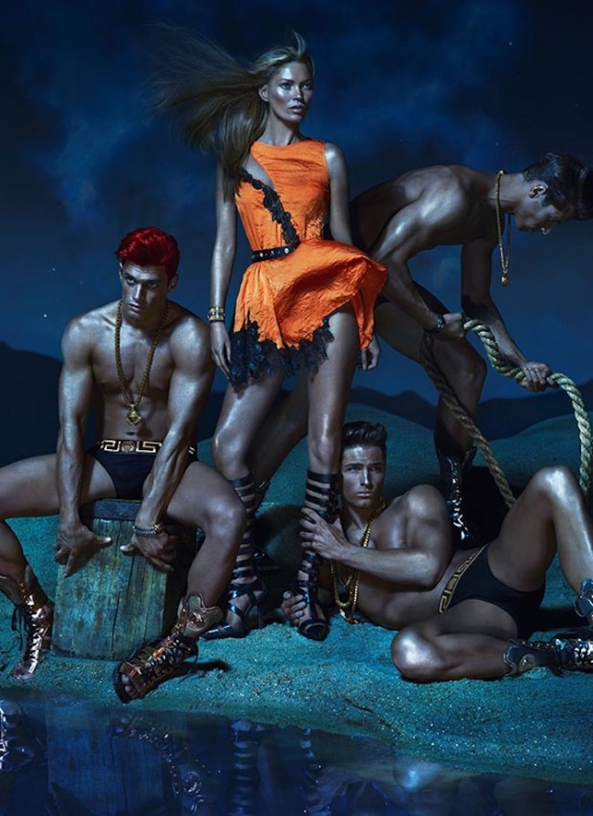 kate moss by mert and marcus versace spring summer 2013 campaign 650x894 Amazons and Gladiators 