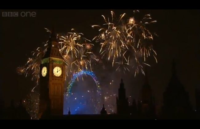 london ny fireworks2013 650x419 London New Year Fireworks 2013