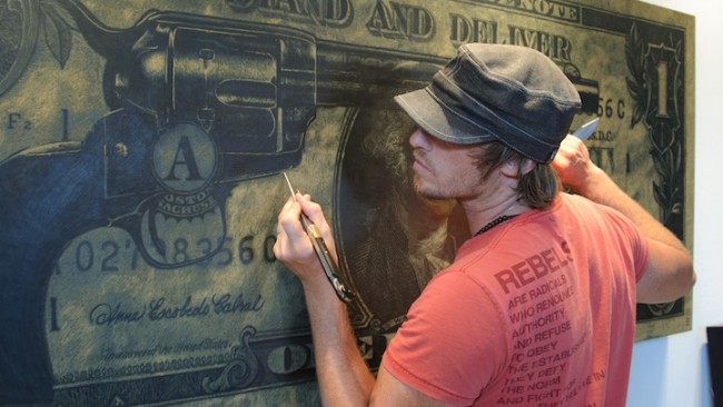 Amazing knife Carved Paintings markevansleatherart1 650x366 Amazing knife Carved Paintings