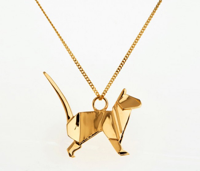 origami jewellery sautoir chat vermeil 650x557 Origami Jewellery