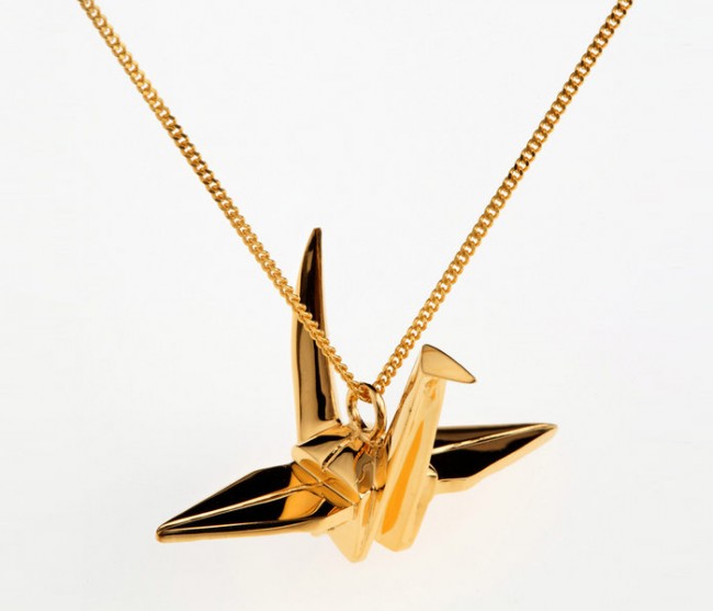 origami jewellery sautoir oiseau vermeil 650x557 Origami Jewellery