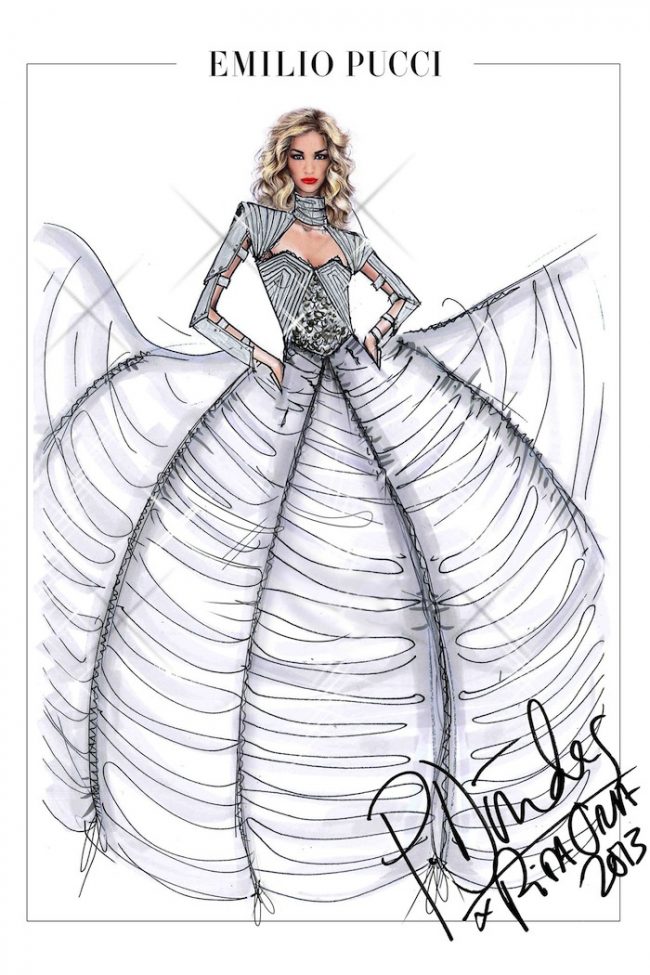 Radioactive Tour Wardrobe rita ora the radioactive tour outfit sketches by peter dundas emilio pucci 01 650x975 Radioactive Tour Wardrobe