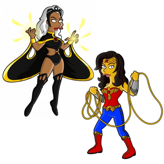 Simpsonized Superheroes simpsonized wonderwoman storm 650x651 Simpsonized Superheroes