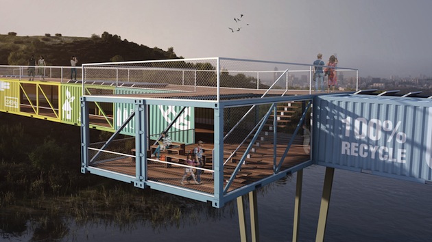 Amazing Upcycled Shipping Container Bridge Amazing Upcycled Shipping Container Bridge