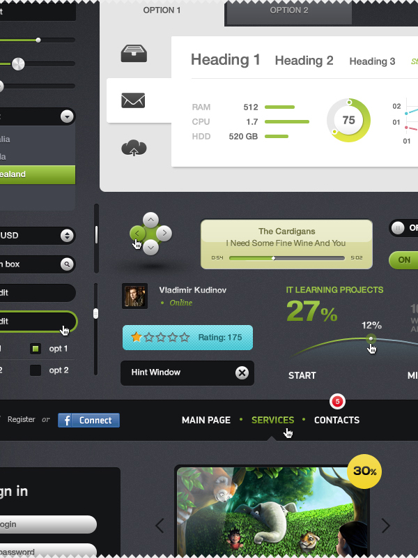 15 Fresh and Free Templates and UI Kits Futurico UI Free – User Interface Elements Pack 15 Fresh and Free Templates and UI Kits