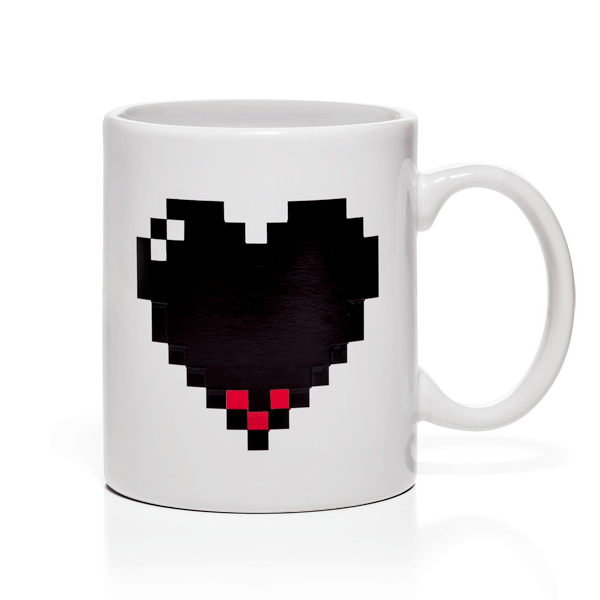 Pixel Heart Heat Changing Mug 11.99 Unique and Beautiful Valentines Day Gift Ideas
