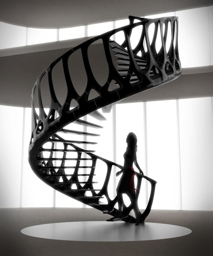  Gorgeous Spiraling Staircase Mimics a Whales Spine