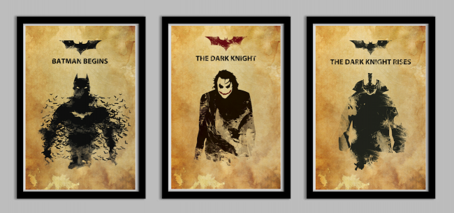 Batman Begins, Dark Knight, and Dark Knight Rises by Frankie McKeever, available on Etsy batmantrio 650x306 Batman Begins, Dark Knight, and Dark Knight Rises by Frankie McKeever, available on Etsy