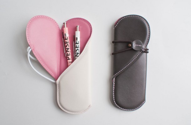  Monos leather heart pen case