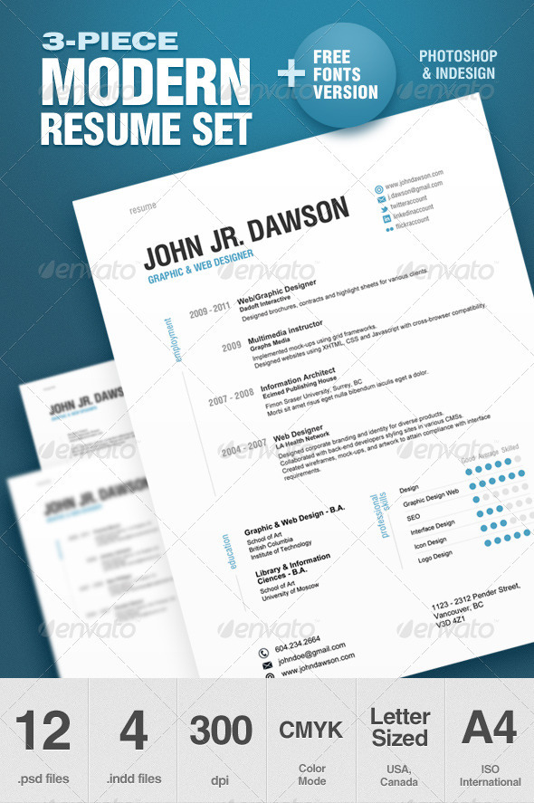 A List of Popular Modern Resume Templates resume template1 A List of Popular Modern Resume Templates