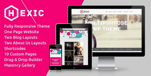 01 Preview Hexic   Multipurpose One Page Responsive WP Theme @AVAThemes