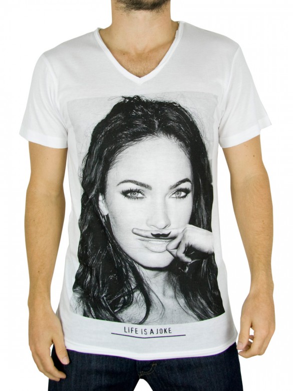 Eleven Paris Megan Fox custom tee design 2 585x780 Megan Fox in Moustache tee from Eleven Paris