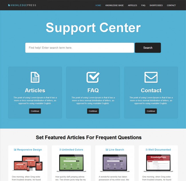 Responsive Knowledge Base FAQ WordPress appTheme 650x633 Fresh Premium WordPress App Themes